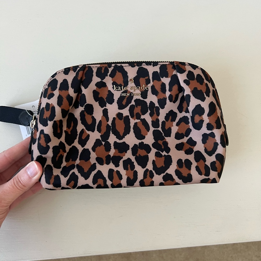 Kate Spade Brown and Black Animal Print Cosmetic Bag